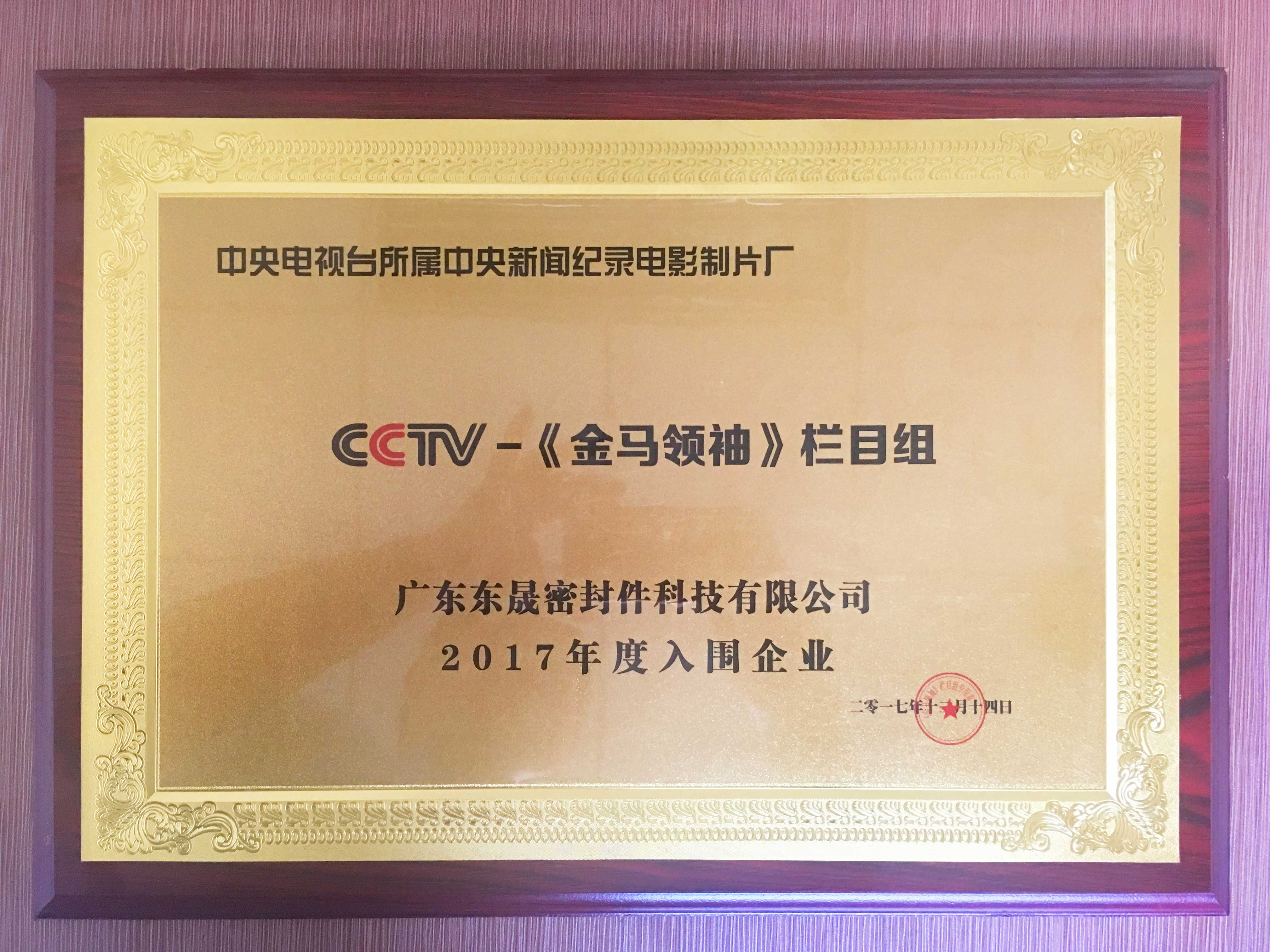 【央視CCTV認證】CCTV央視《金|馬|領|袖》欄目攝制組頒發