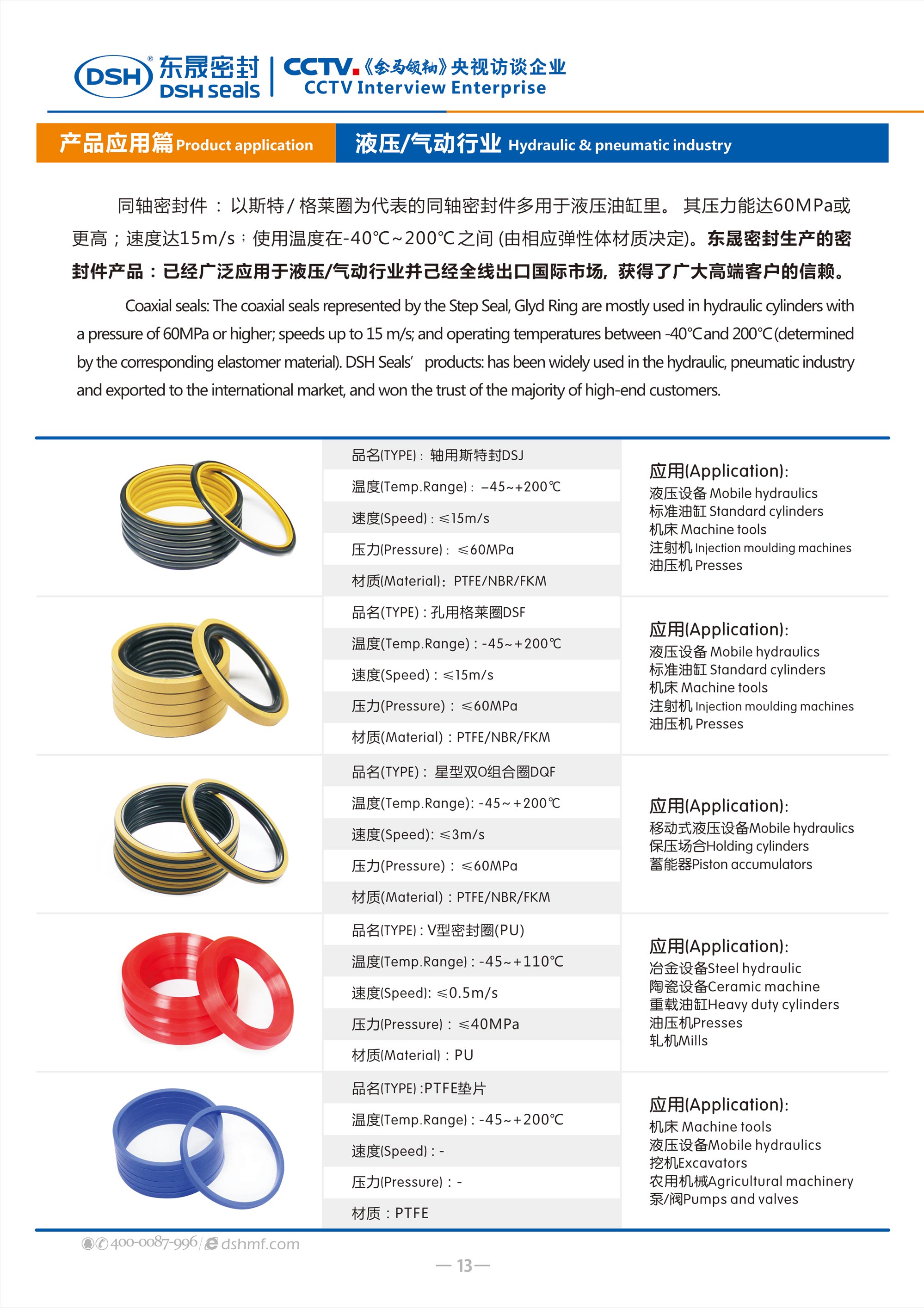 液壓、氣動行業密封件廠 - 東晟密封生產液壓氣動密封件產品：已經廣泛應用于液壓、氣動行業并己經全線出口國際市場。